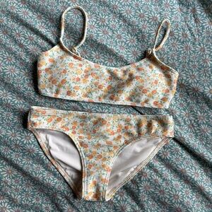 Billabong Orange and Green Floral Bikini